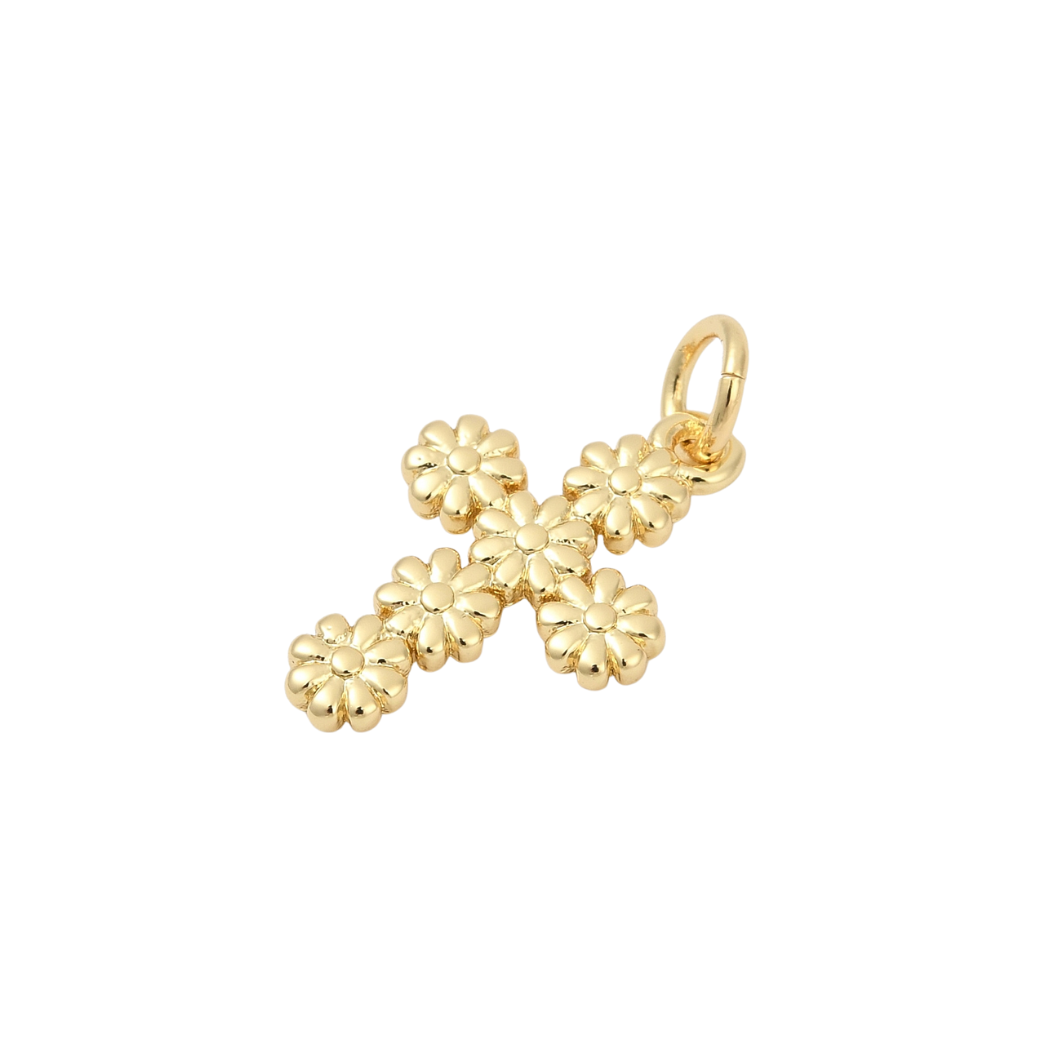 Side view of the Gold Daisy Cross Charm