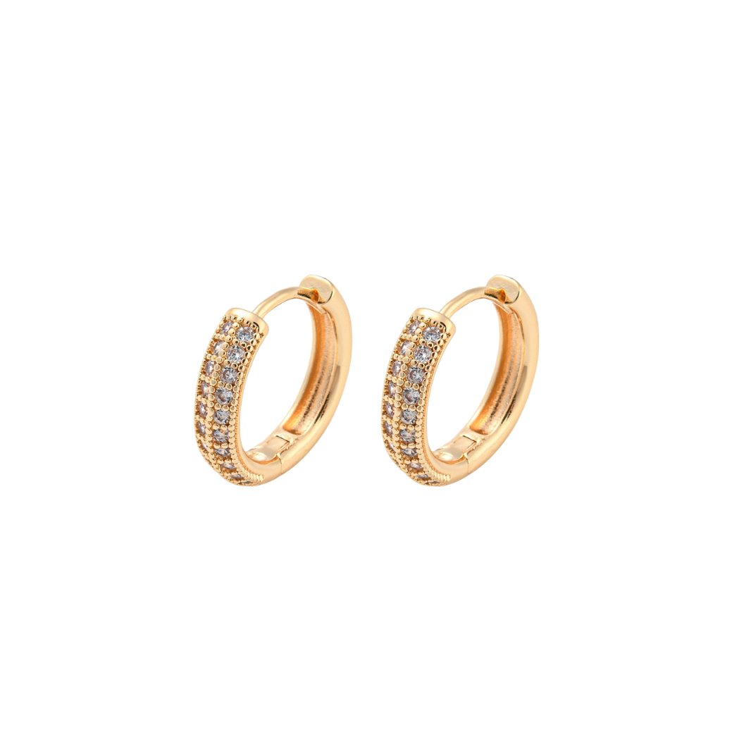 Gold Dazzle Hoops with Cubic Zirconia | Pair