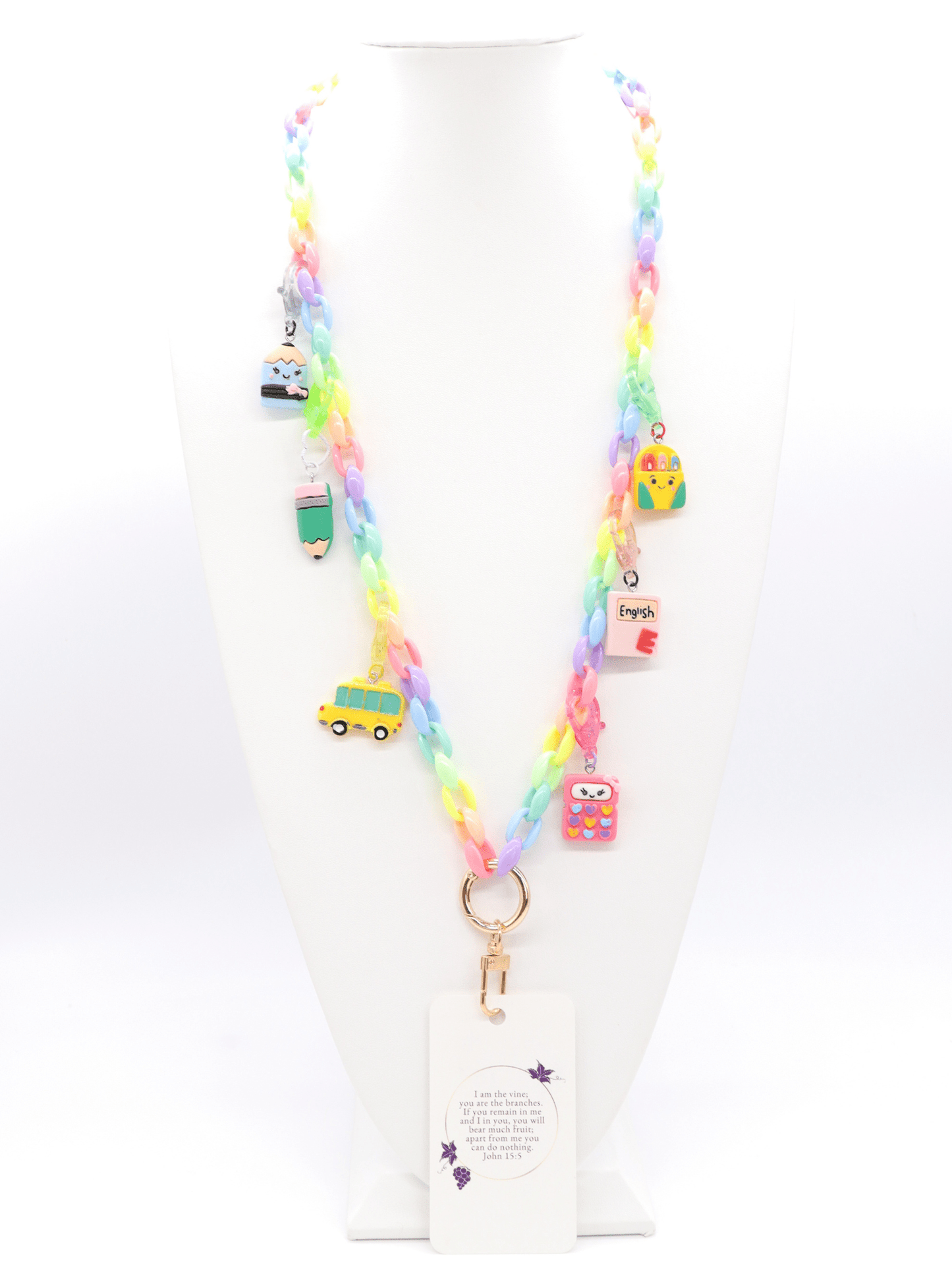 Pastel Rainbow Lanyard with Charms