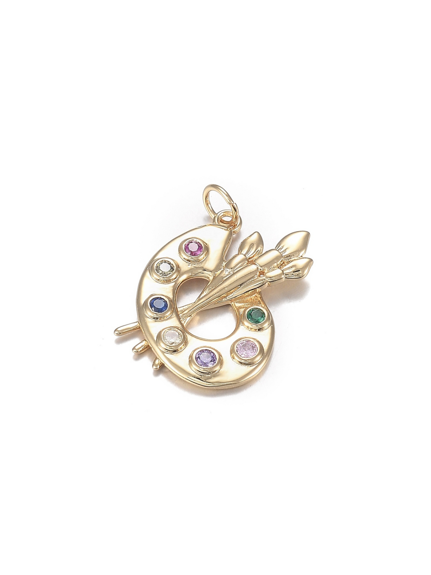 Gold and Cubic Zirconia Artist Palette Charm