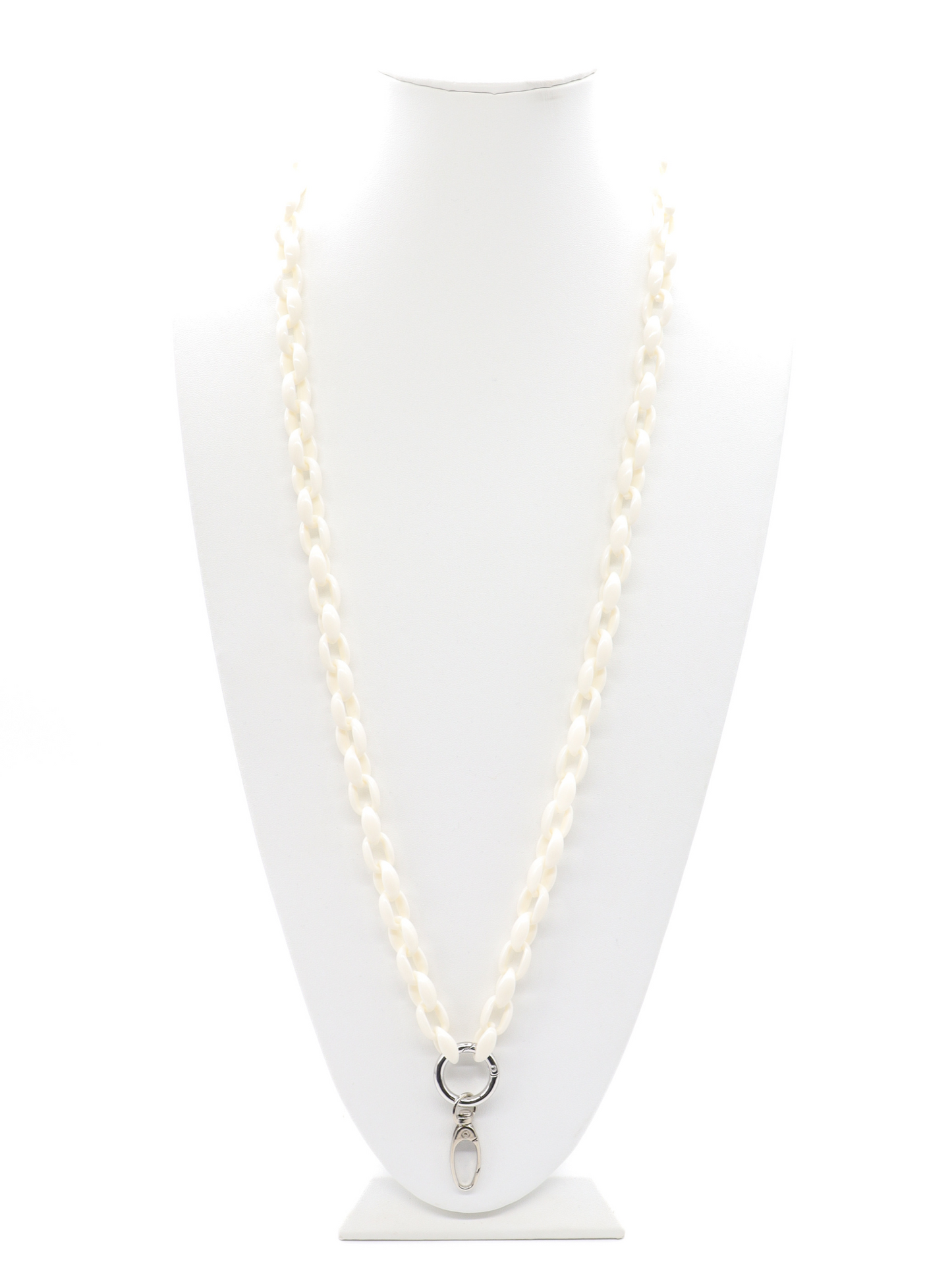 White Lanyard with silver hardware