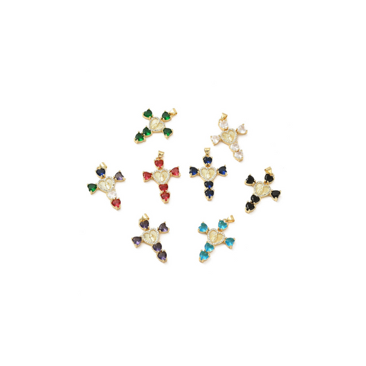 Front of eight Gold Virgin Mary Cross Charm | Assorted