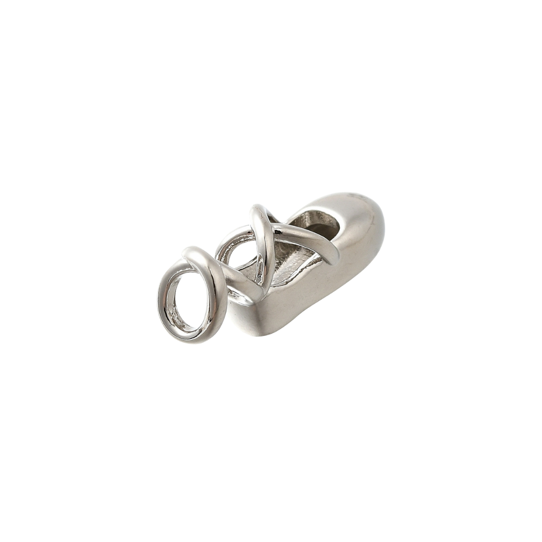 Side view of the Silver Ballerina Slipper Charm