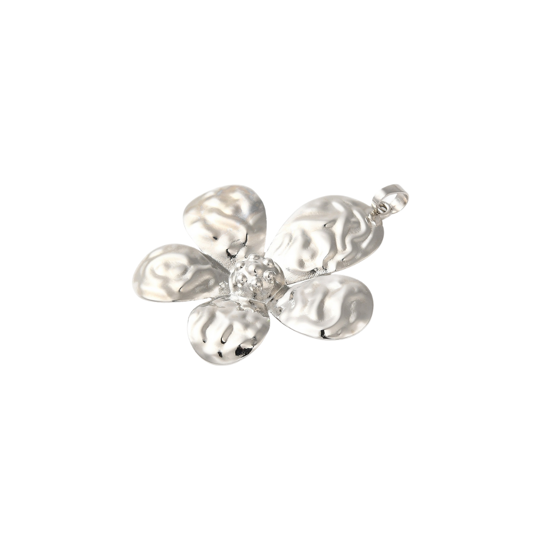 Silver 5 Petal Flower Charm