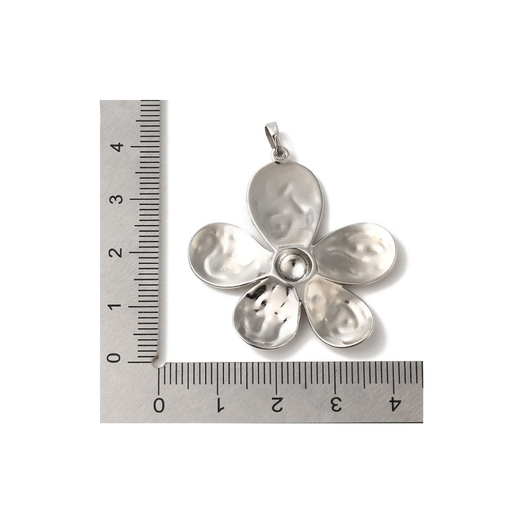 Silver 5 Petal Flower Charm