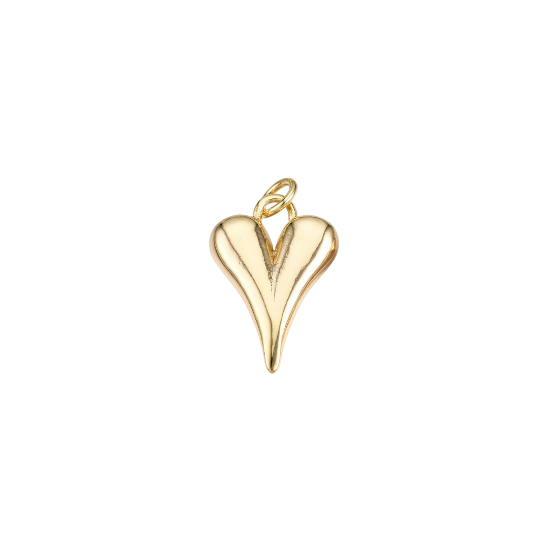 Front view of the Micro Gold Puff Heart Charm