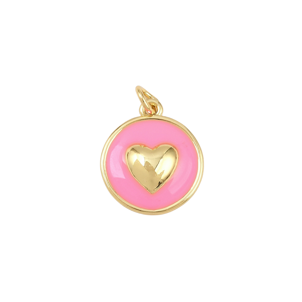 Gold Beloved Heart Pink Charm