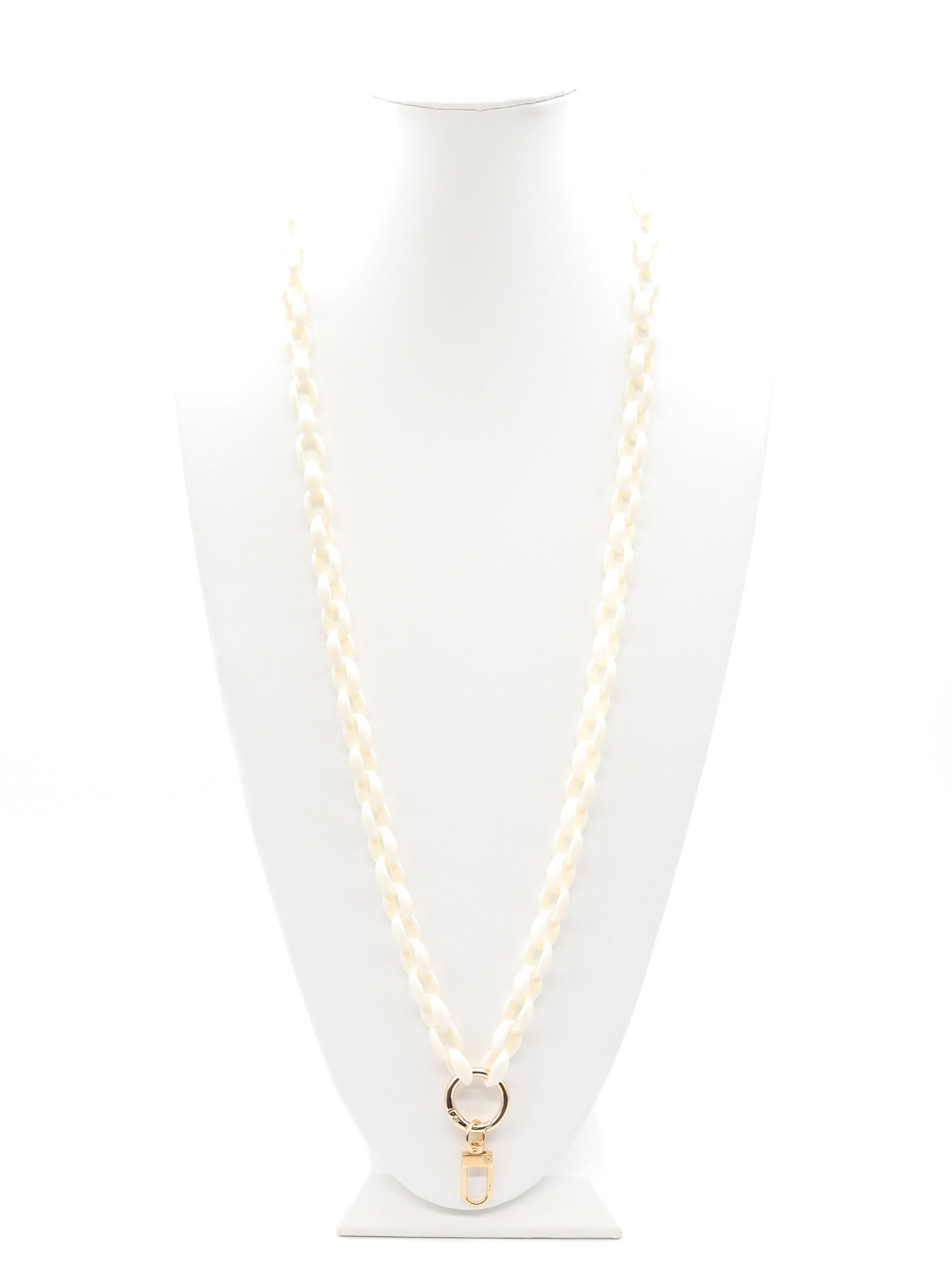 White Lanyard with gold hardware