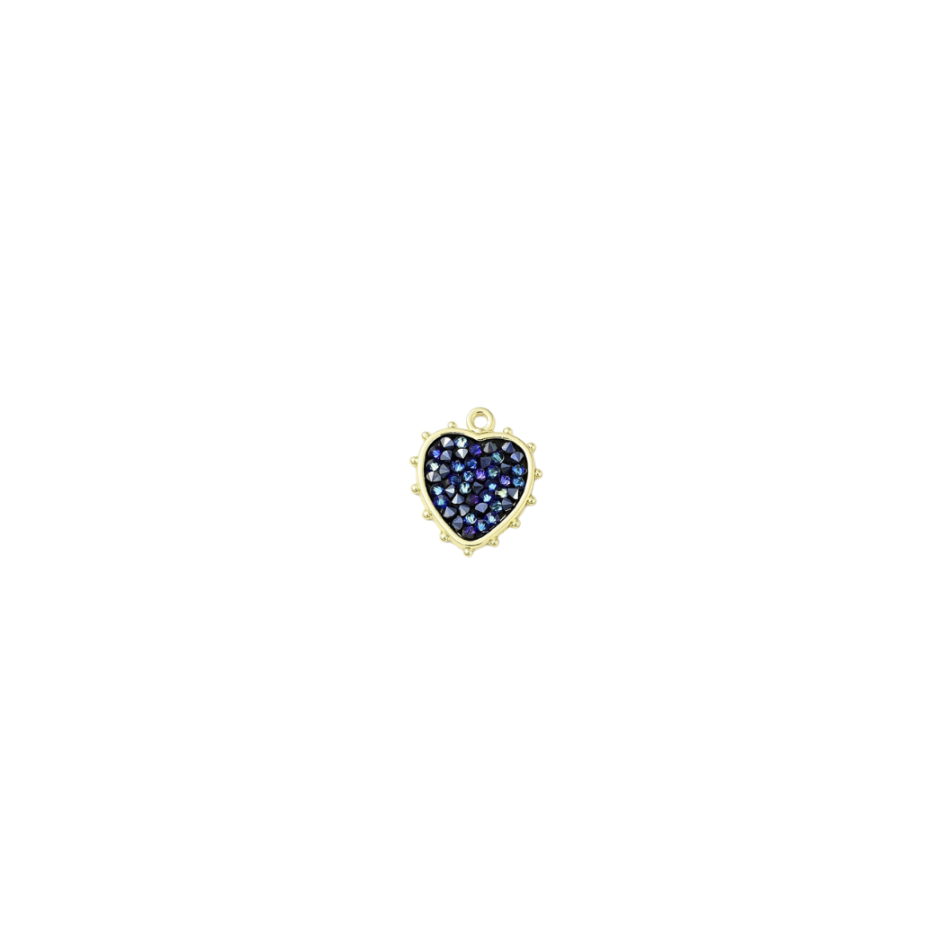 Transparent view of the Gold Rhinestone Heart Charm | Royal Blue