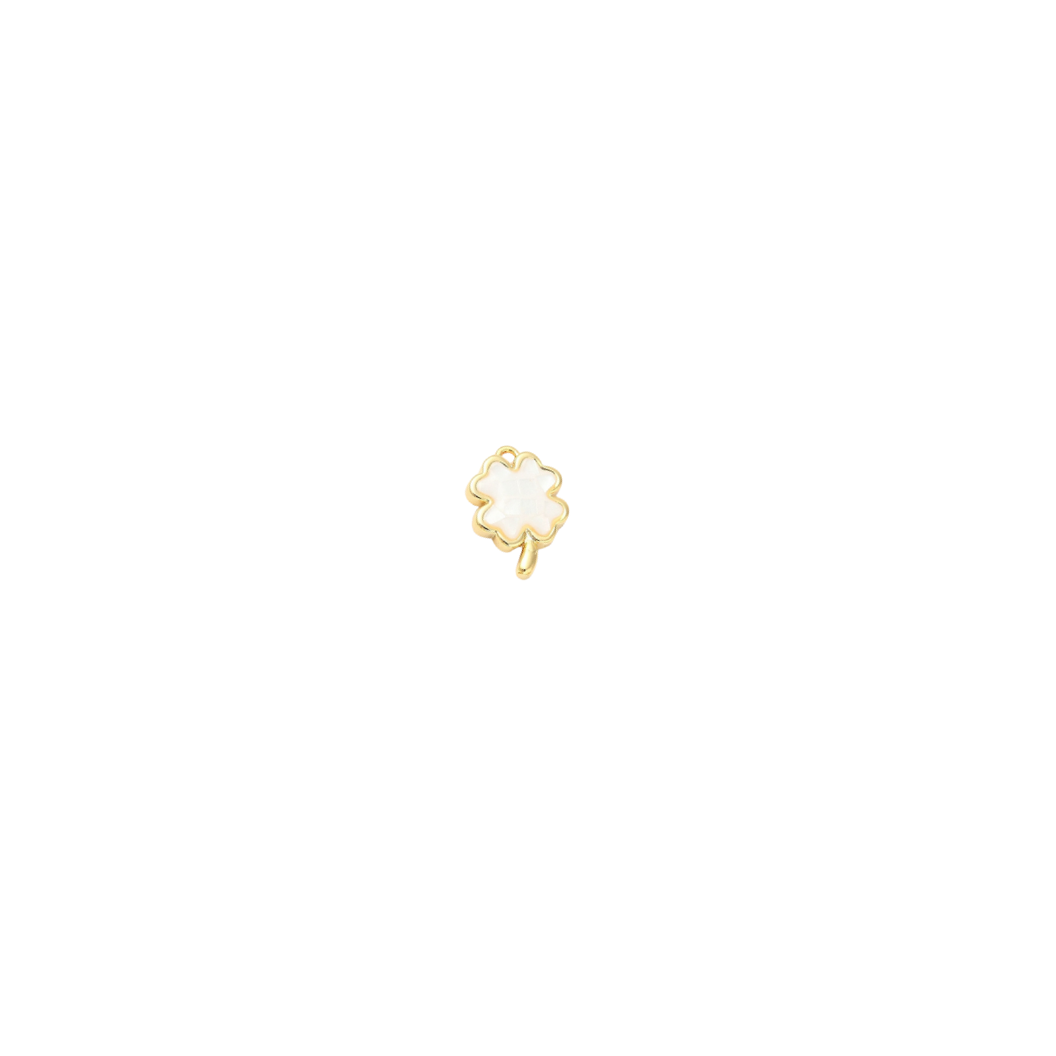 Gold charm shaped like a cloud on a white background