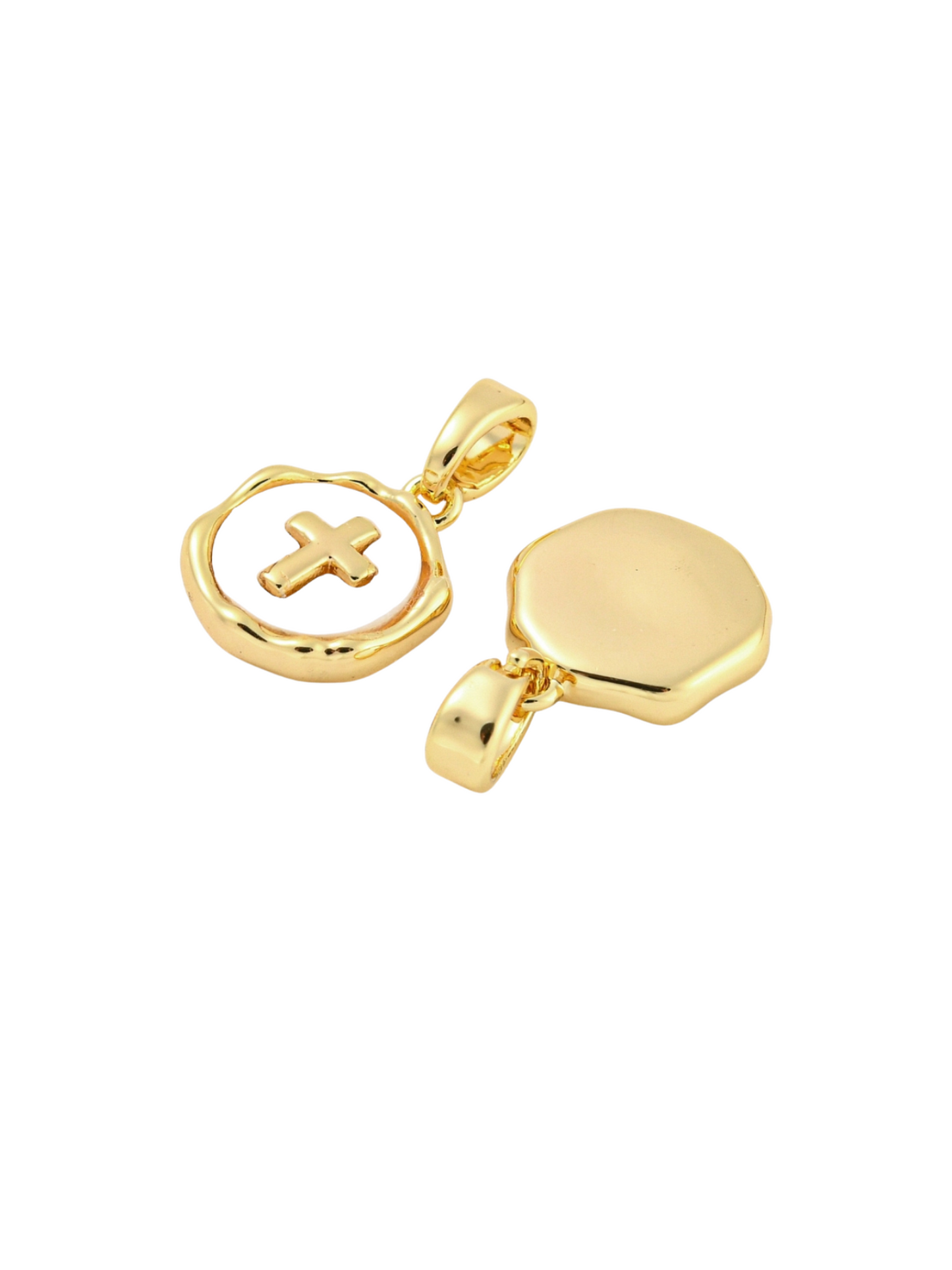 Gold Pave Shell Cross Charm