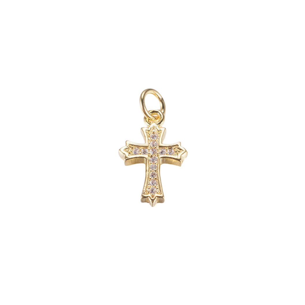 Front view of the Gold Divine Radiance Cross Charm