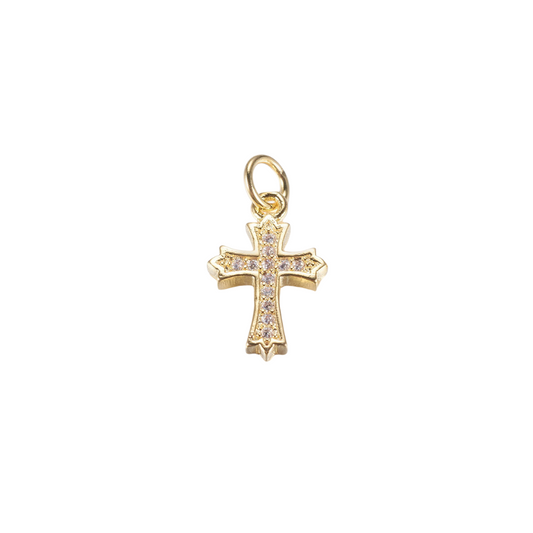 Front view of the Gold Divine Radiance Cross Charm