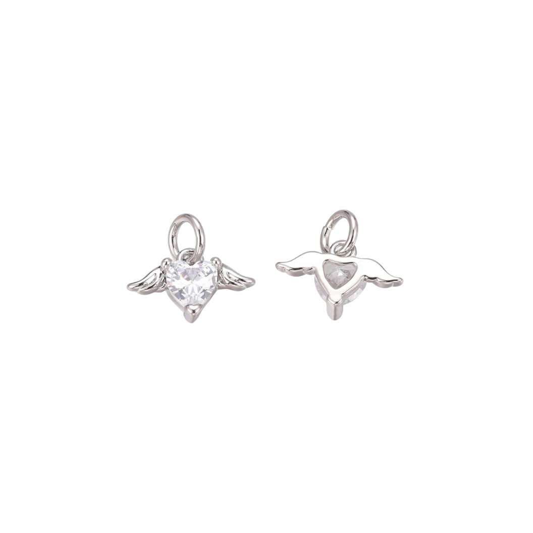 Silver Winged Heart Charm