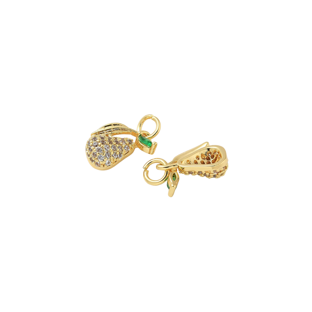 Gold Pear with Cubic Zirconia Charm