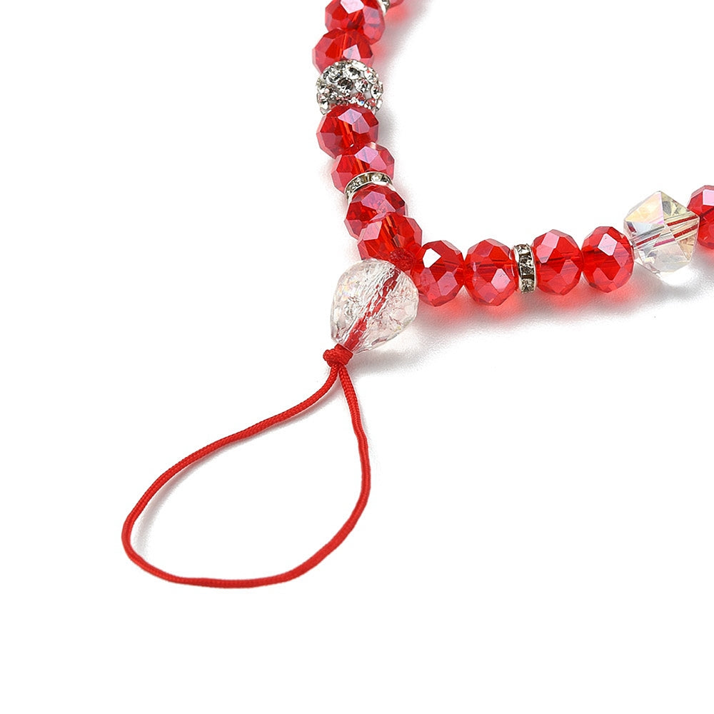 Close up of the Red Beaded Phone Chain