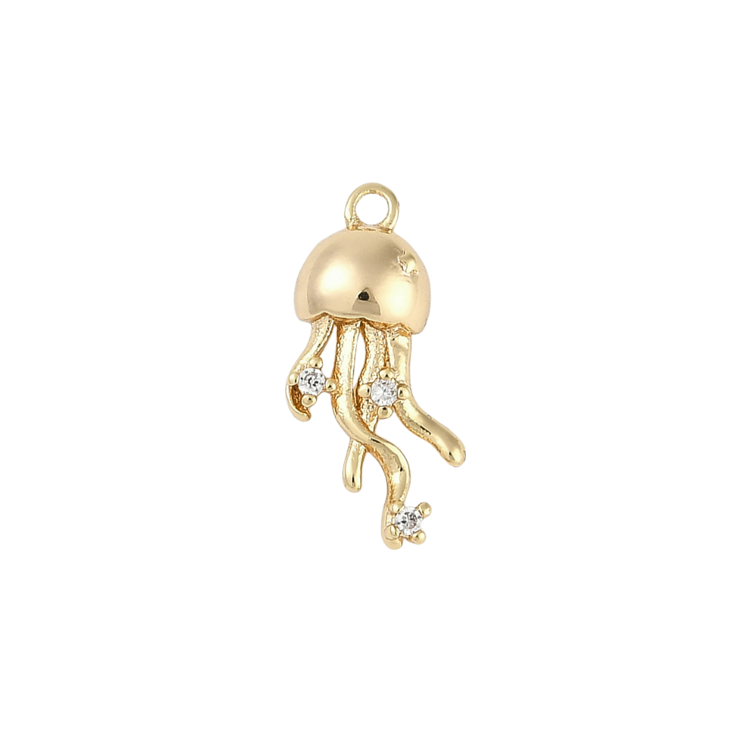 Transparent view of the Gold Jellyfish Dazzle with Cubic Zirconia Charm