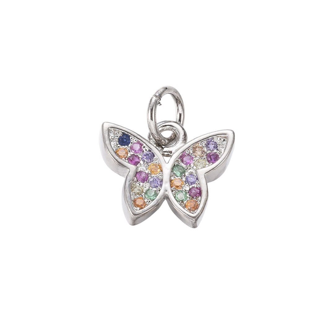 Transparent view of the Silver Butterfly Prism with Cubic Zirconia Charm