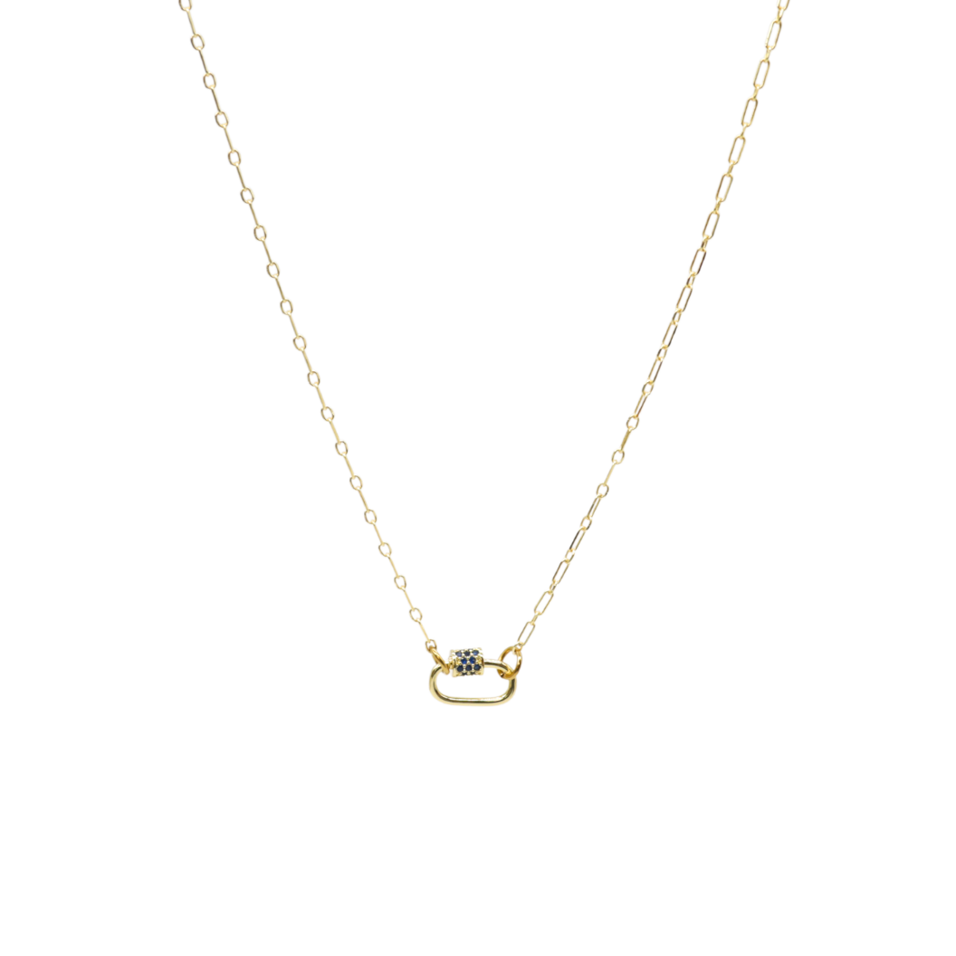 Gold Madilyn Necklace with Assorted Color Cubic Zirconia Small Gabi Carabiner