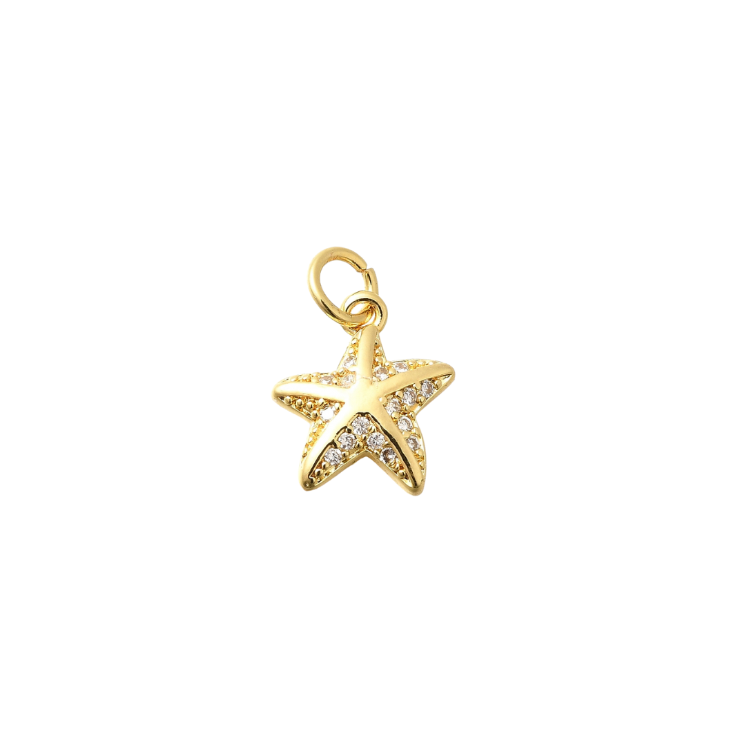Gold Starfish with Cubic Zirconia Charm