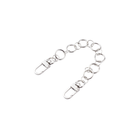 Front view of the Silver Circle Chain Bag Extender | Keychain & Purse Charm