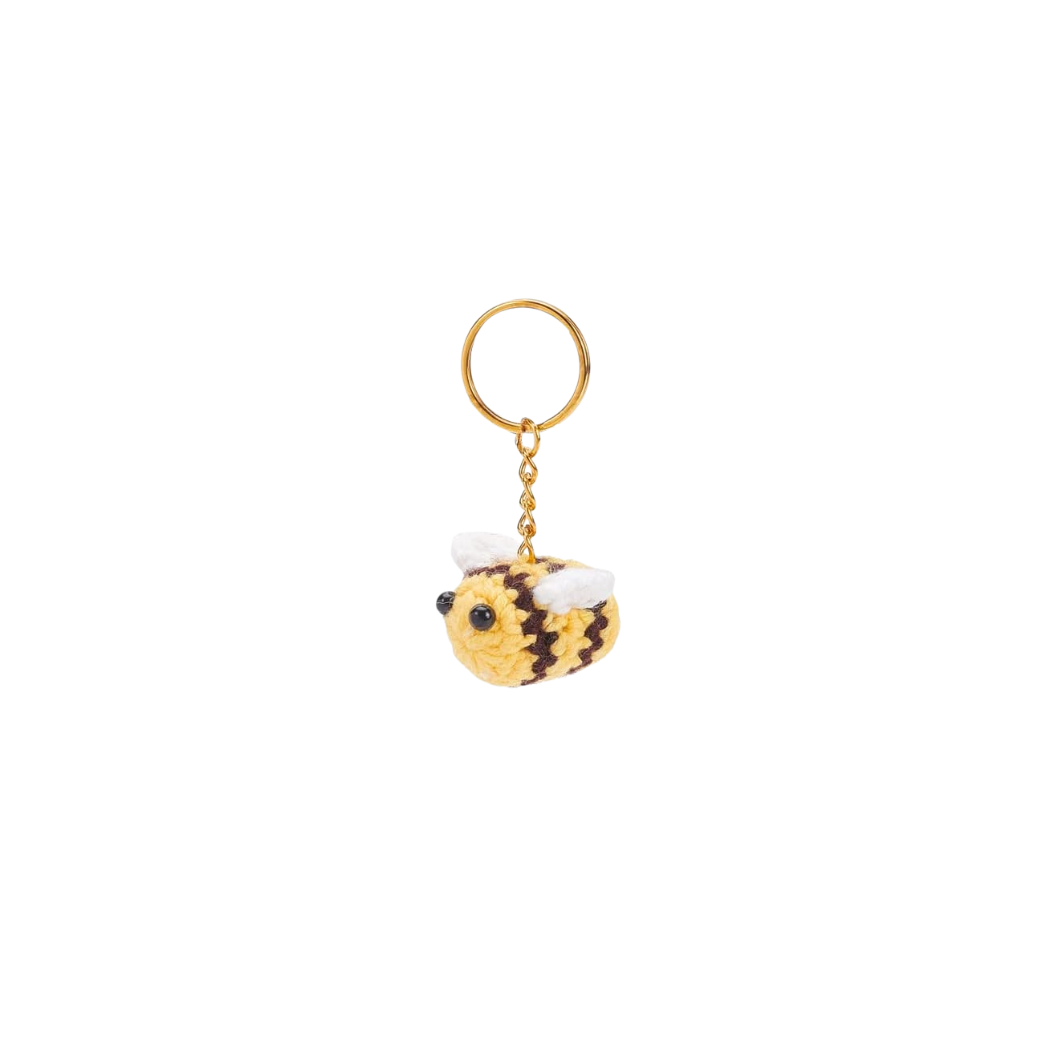 Front view of the Knitted Bee Keychain