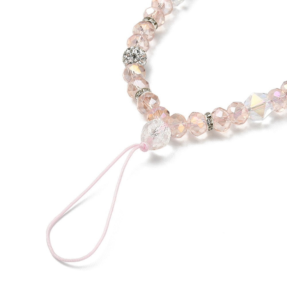 Close up of the Pink Beaded Phone Chain