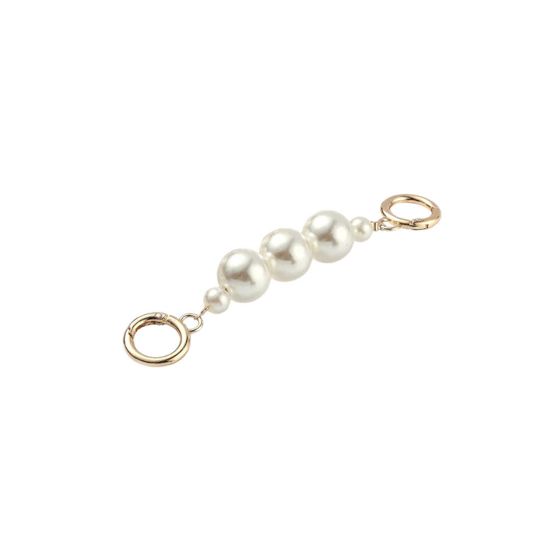Front of the Gold Camille Pearl Bag Extender | Keychain & Purse Charm