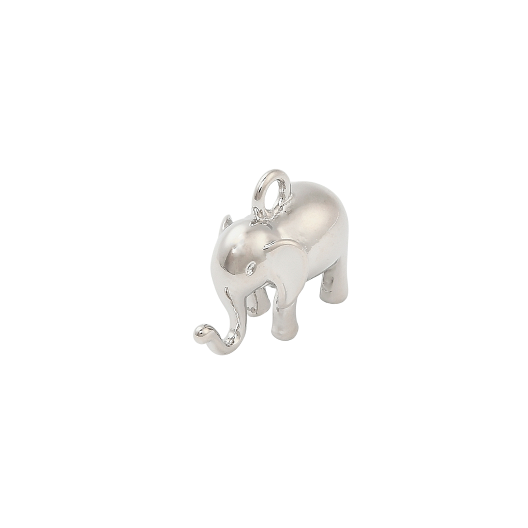 Transparent Silver Elephant Charm