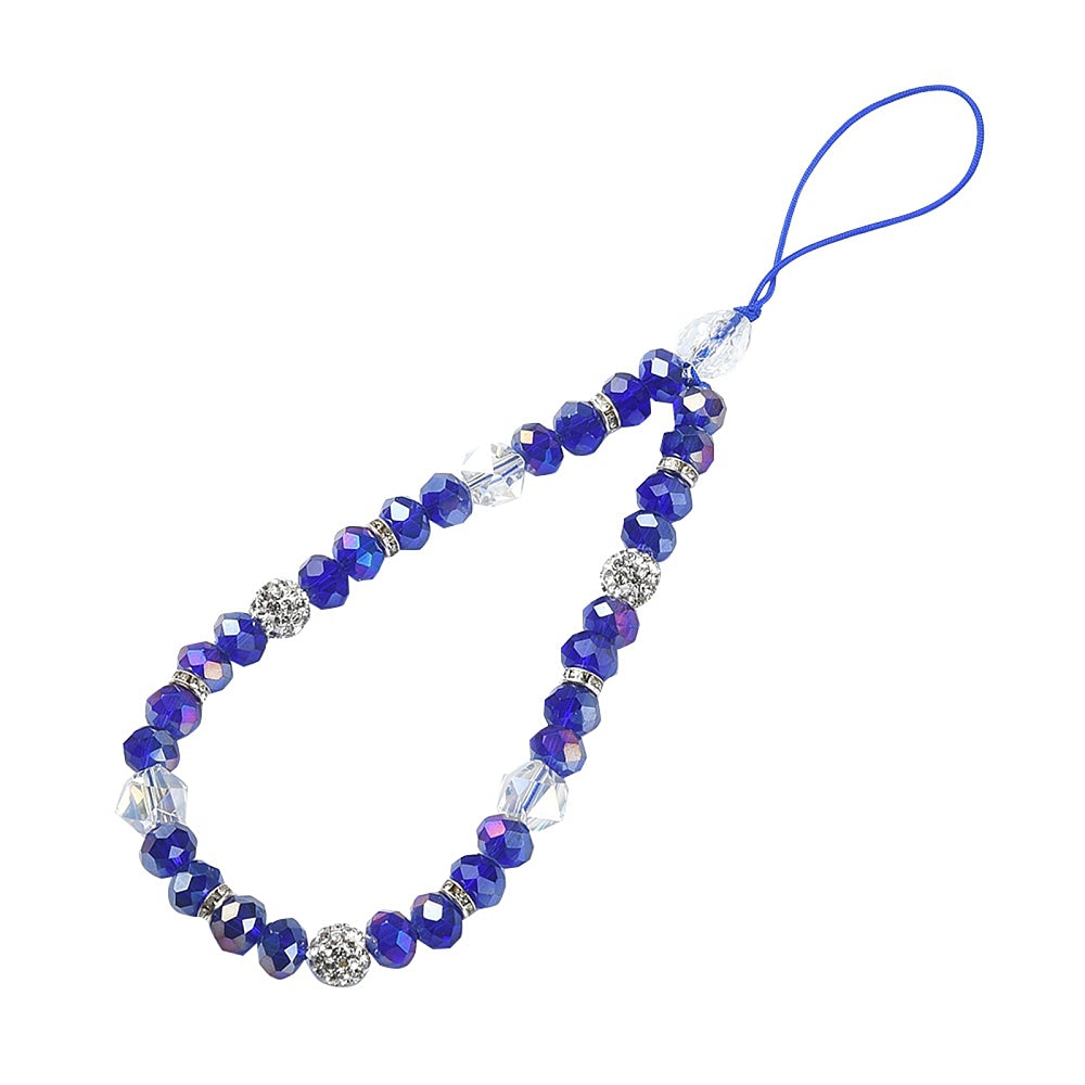 Front view of the Blue Beaded Phone Chain
