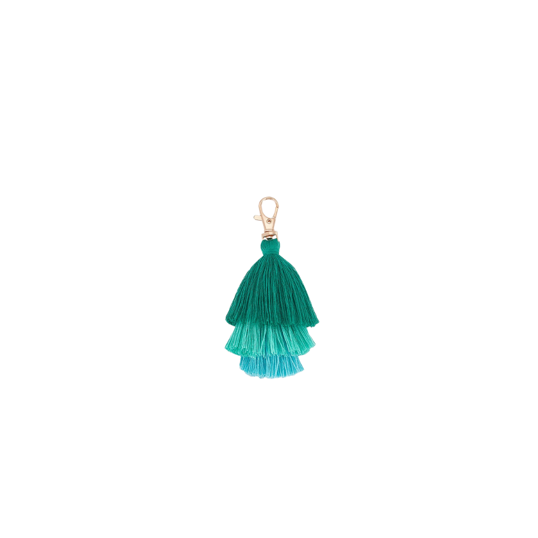 Front view of the Teal Tassel Keychain | Keychain & Purse Charm