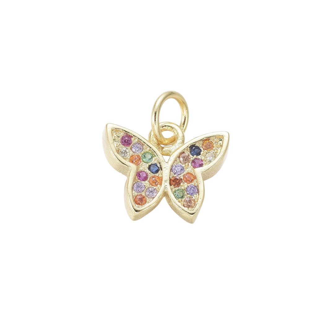 Gold Butterfly Prism with Cubic Zirconia Charm