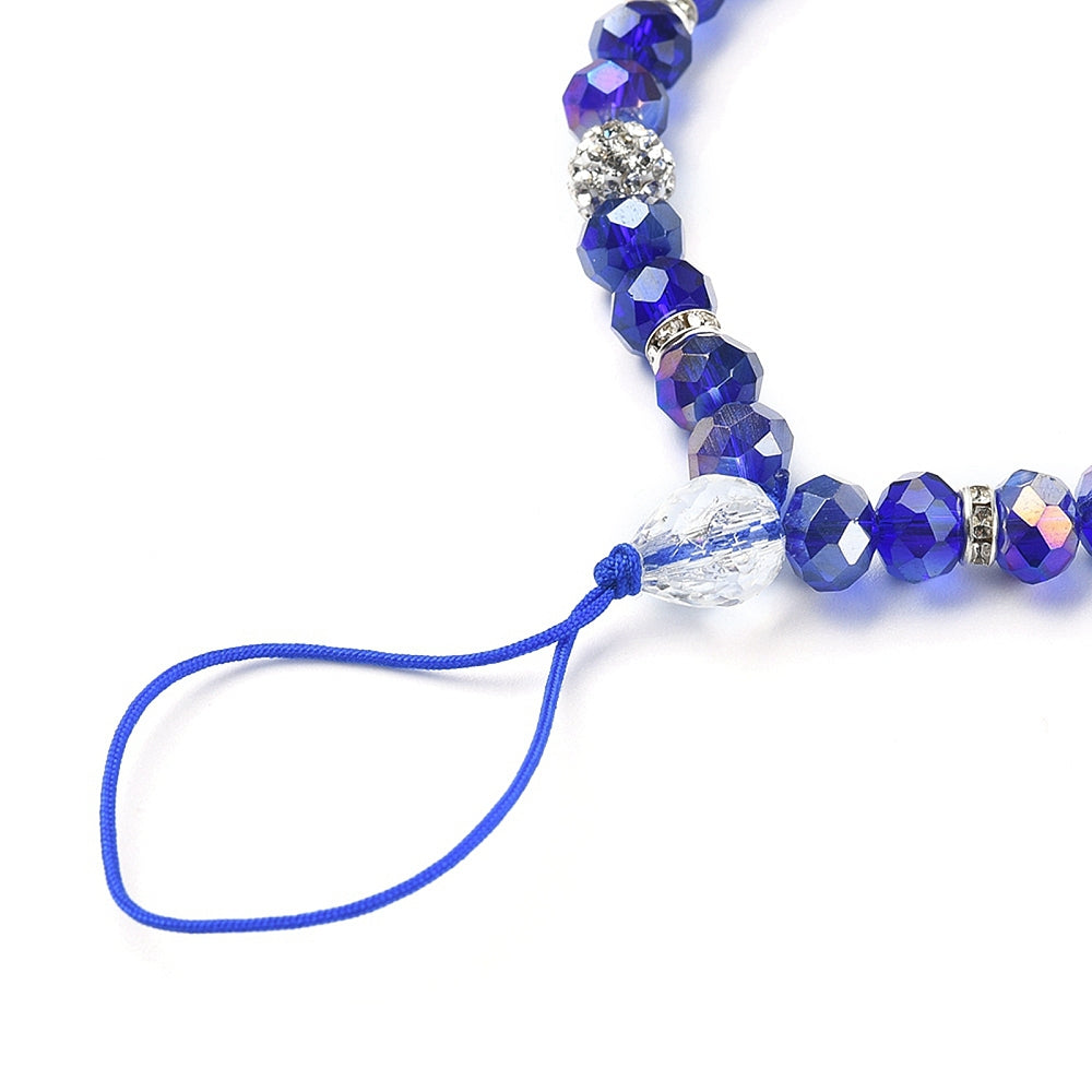 Close up of the Blue Beaded Phone Chain