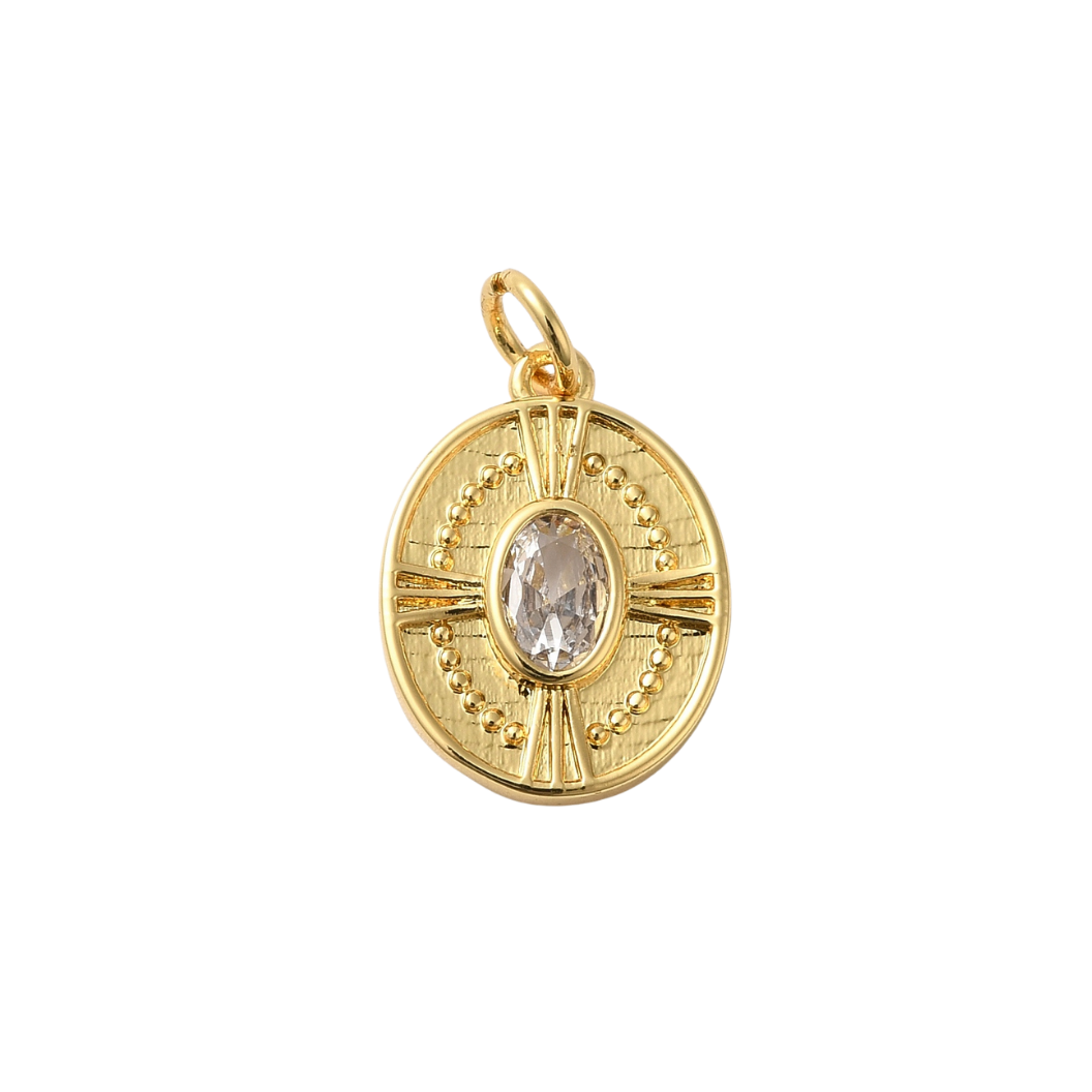 Transparent front view of the Gold Solis Medallion Charm