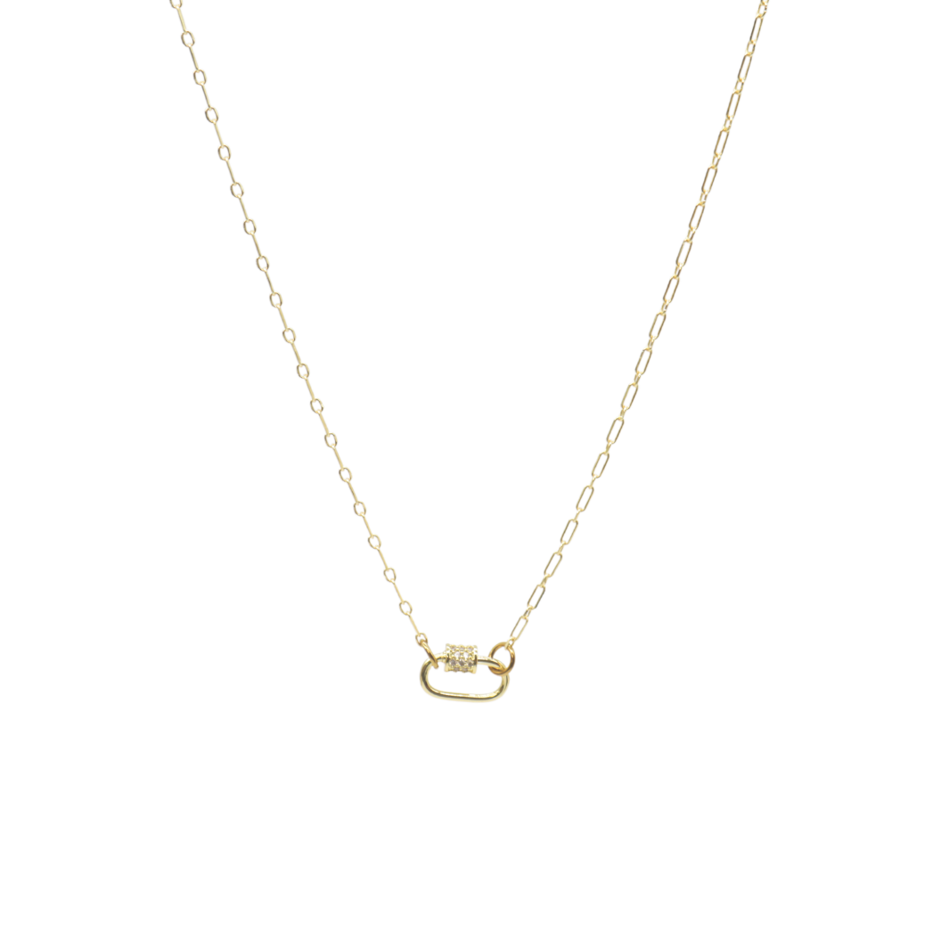 Gold Madilyn Necklace with Assorted Color Cubic Zirconia Small Gabi Carabiner