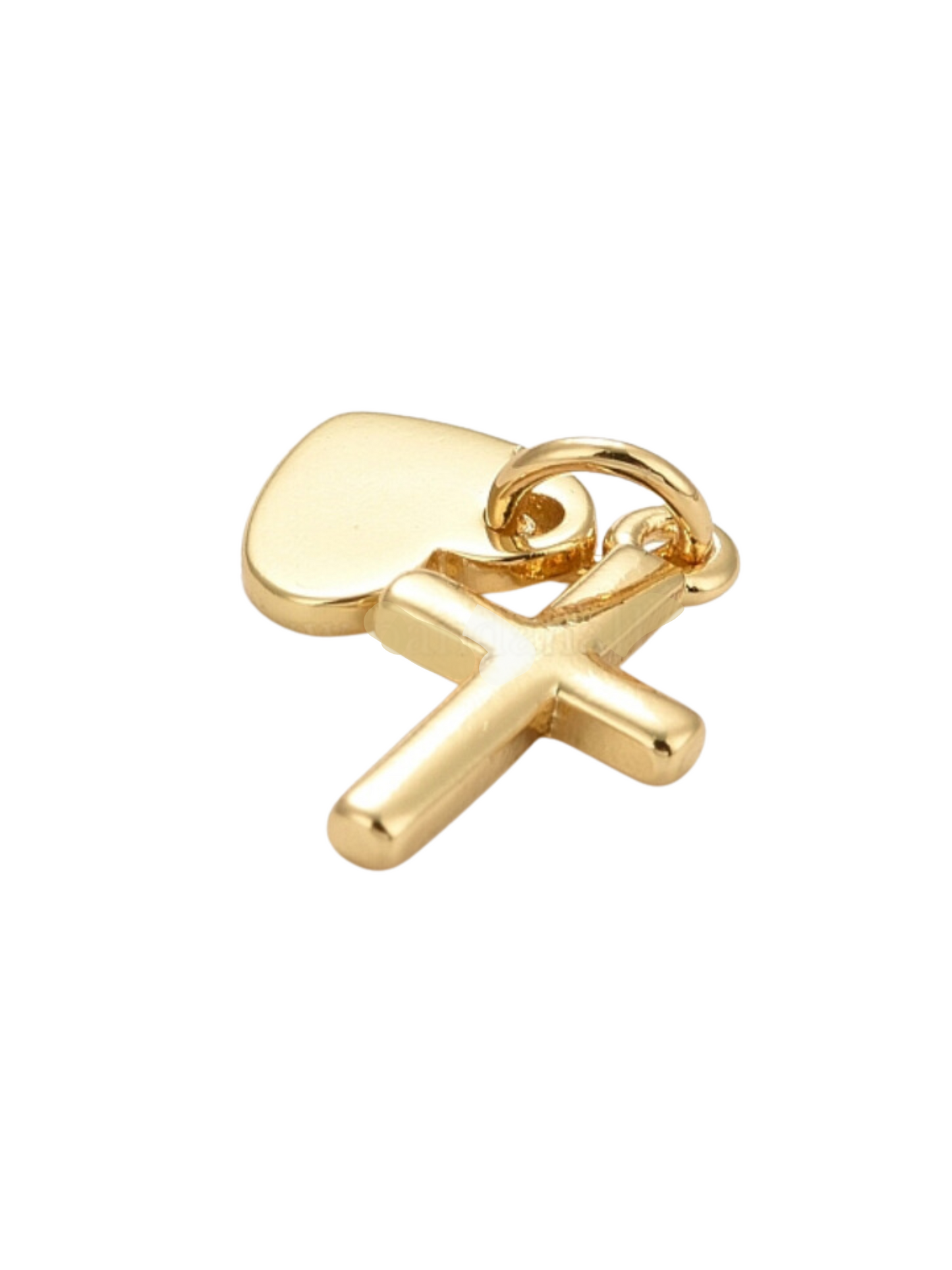 Side of the Gold Heart with Cross Charm