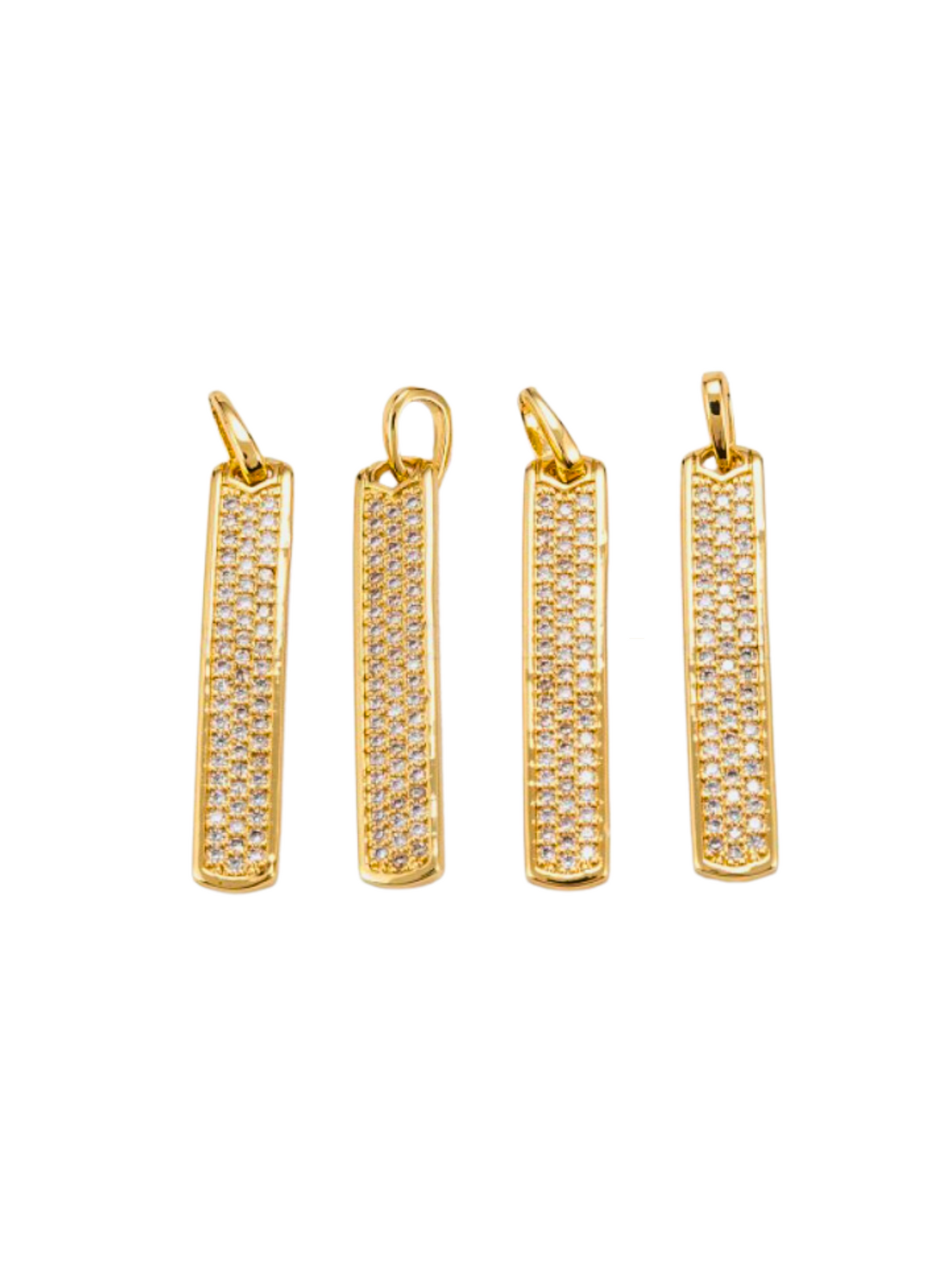 Front of four Gold Micro Pave Bar Charms