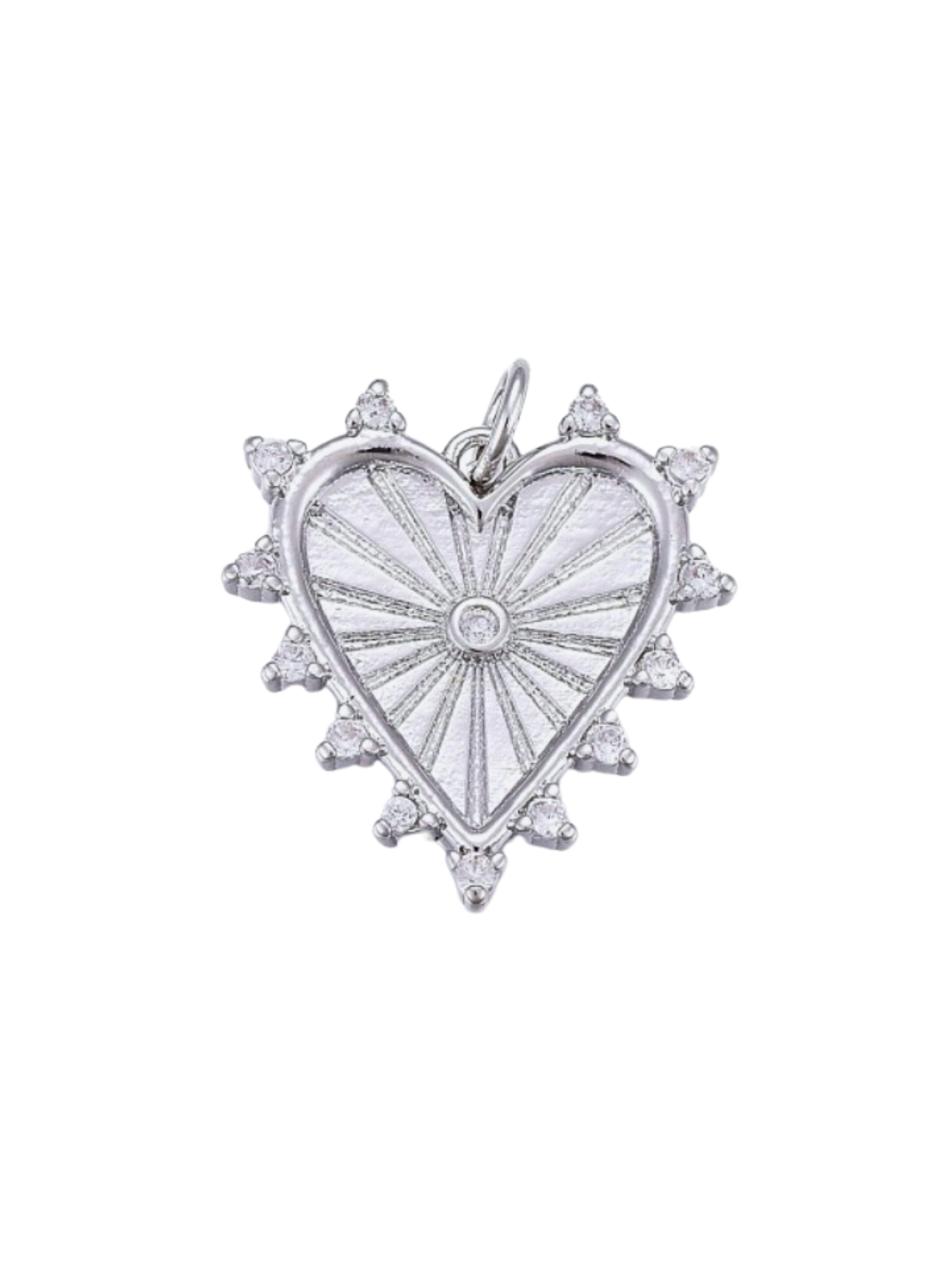 Front of the Silver Cubic Zirconia Starburst Heart