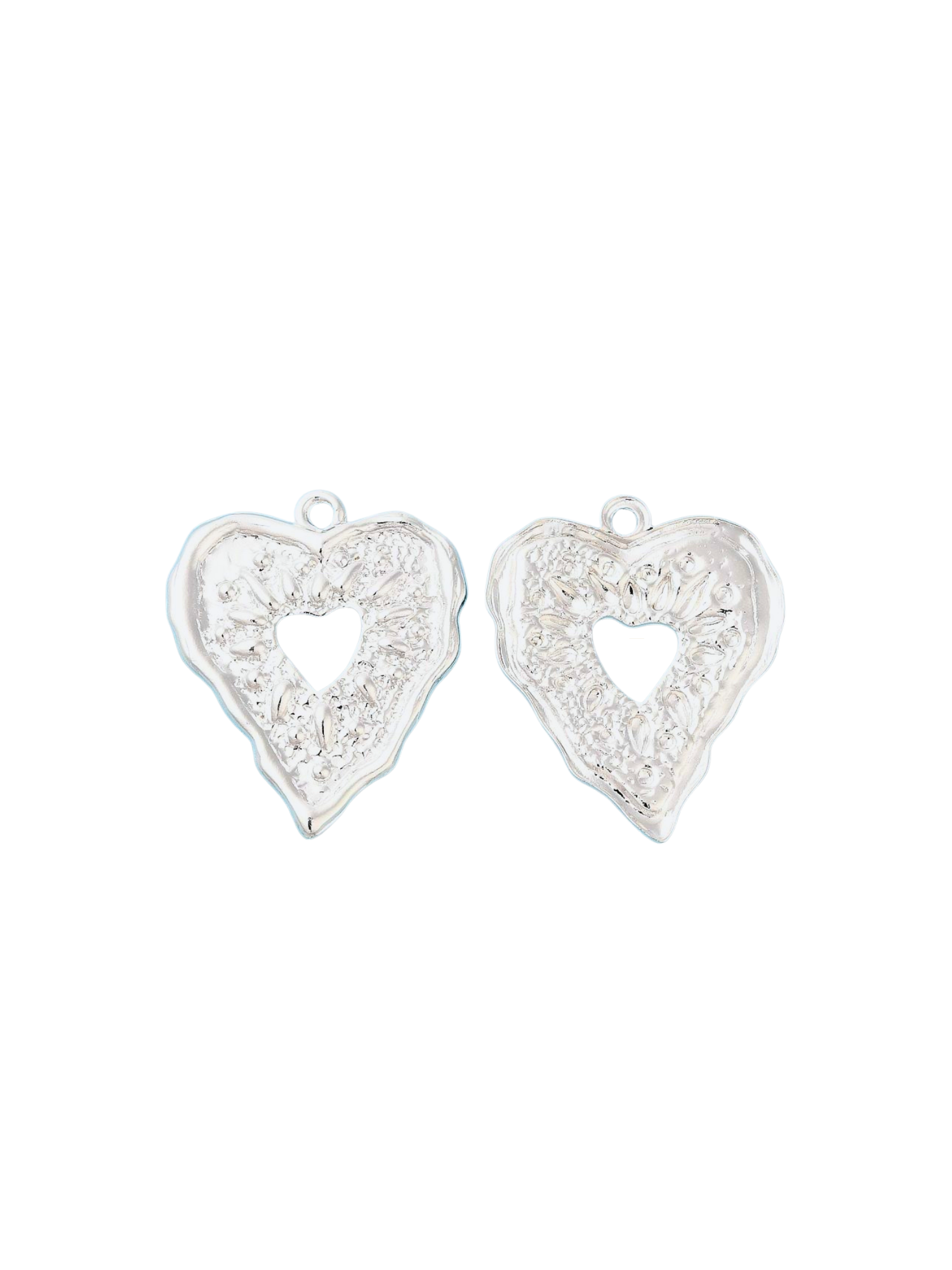 Front and back of the Silver Embossed Heart Charm