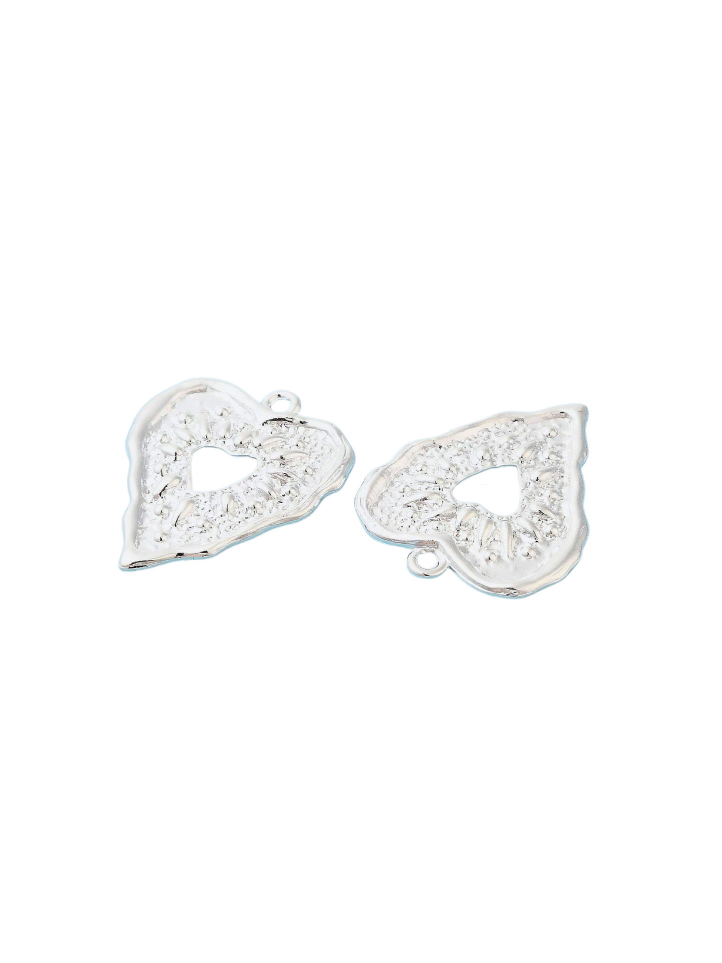 Side of the Silver Embossed Heart Charm
