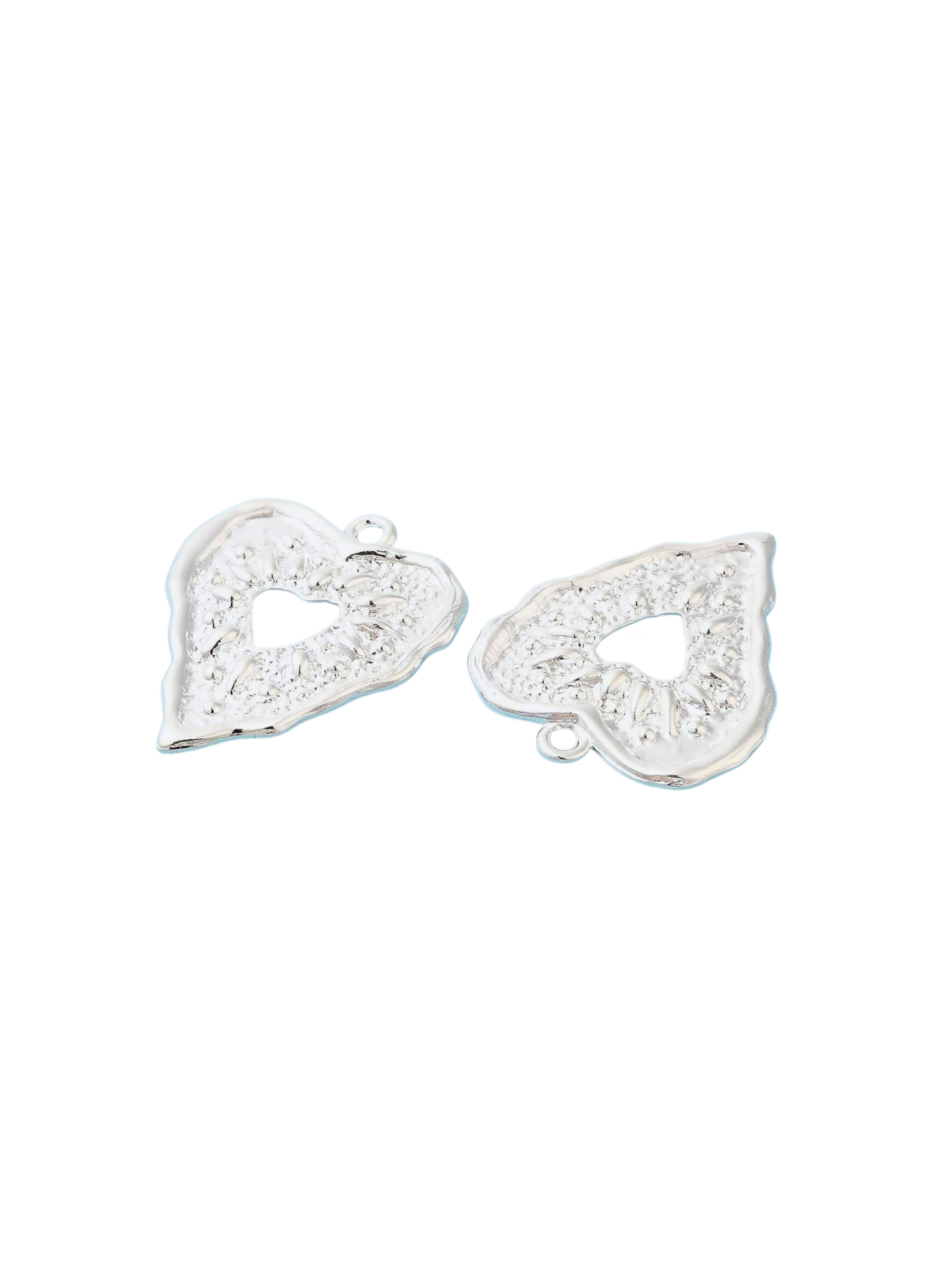 Side of the Silver Embossed Heart Charm