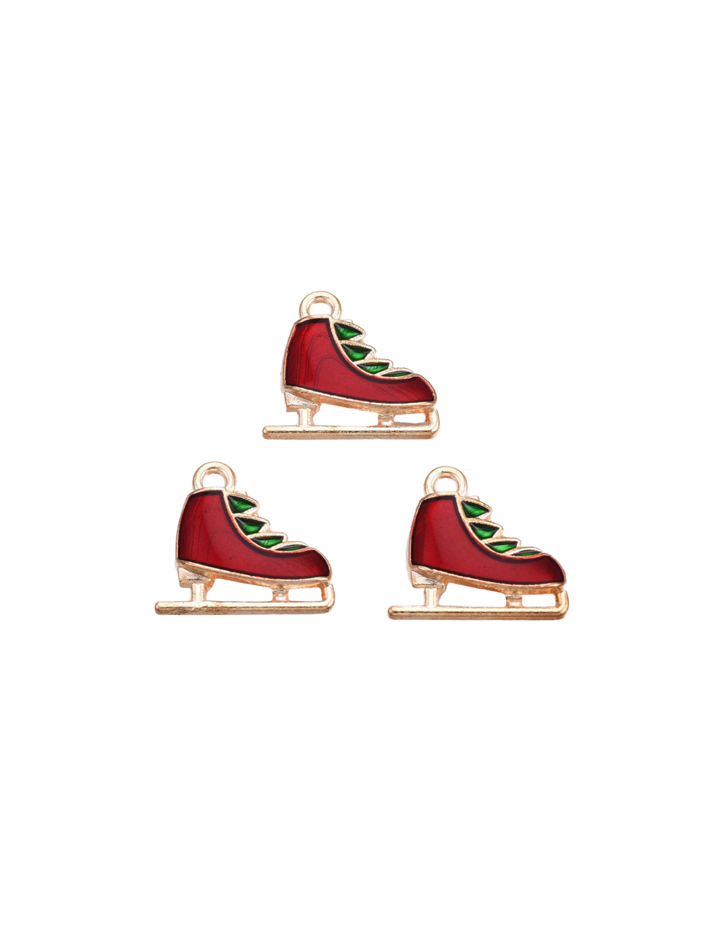 Front of three Gold Festive Ice Skate Charms