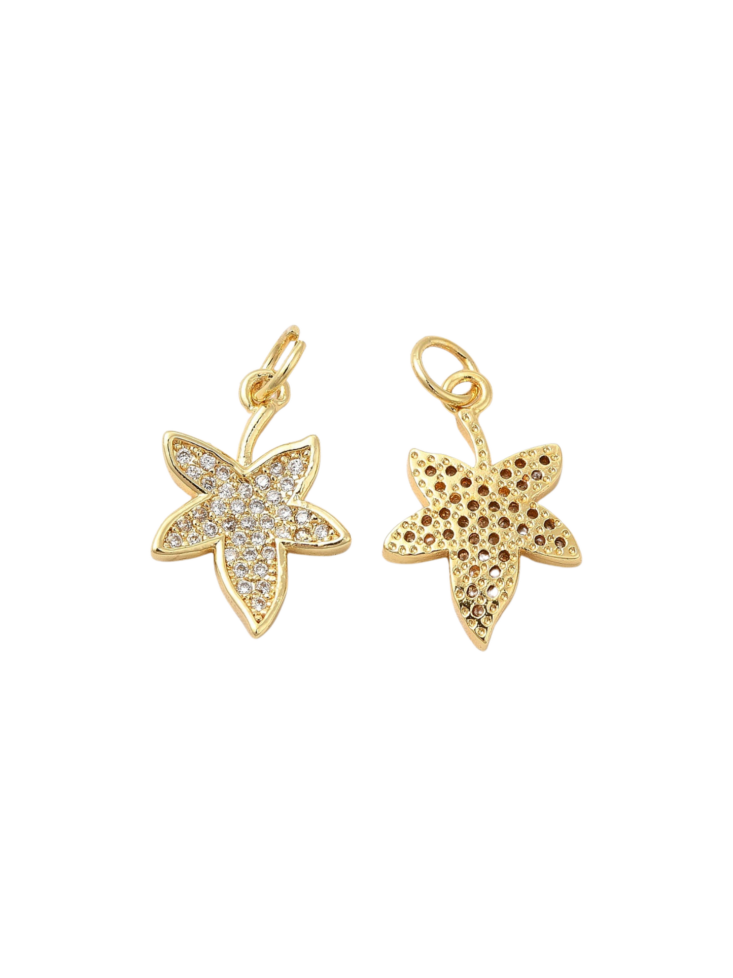 Front and back of the Gold Inlaid Autumn Leaf Charm