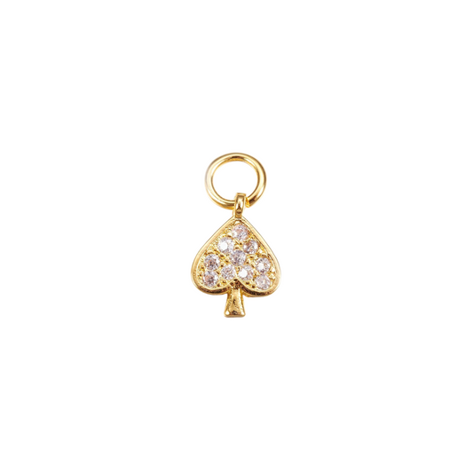 Front view of the Gold Shimmer Spade with Cubic Zirconia Charm