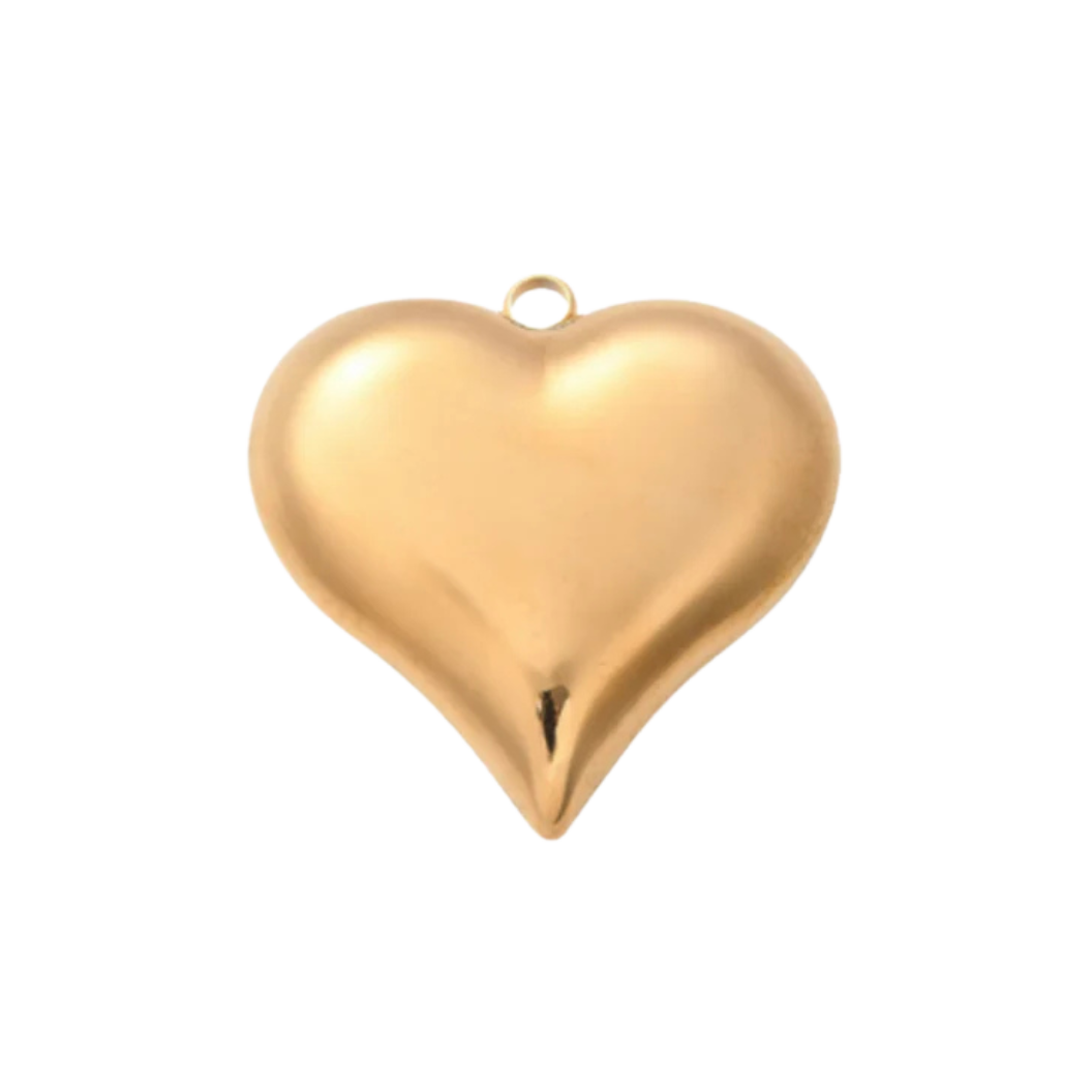 Light Gold Puff Heart Charm