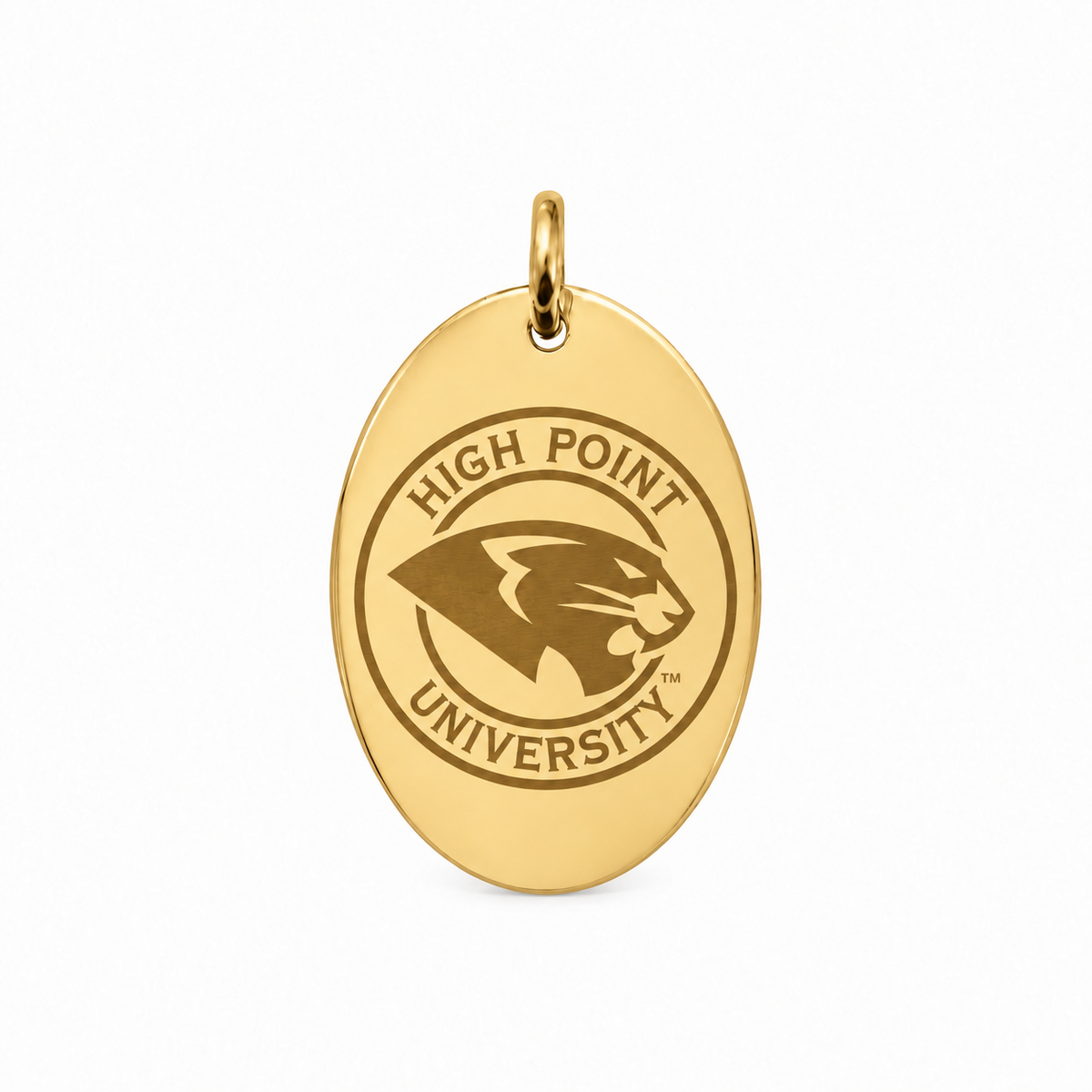 High Point University Large Oval Gold Charm - Panther Logo