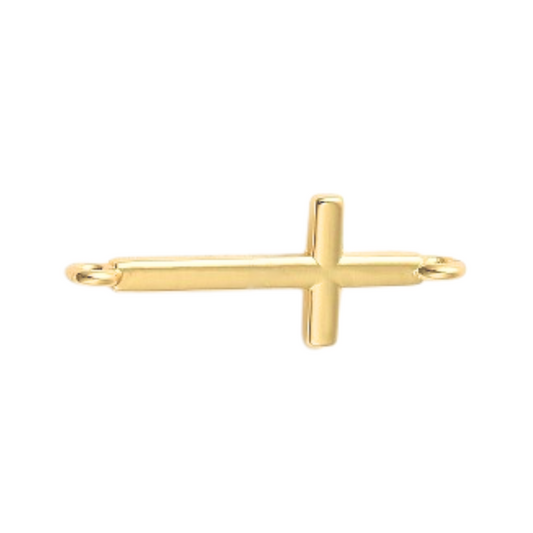 Front view of the Gold Jesus Saves Cross Connector Charm