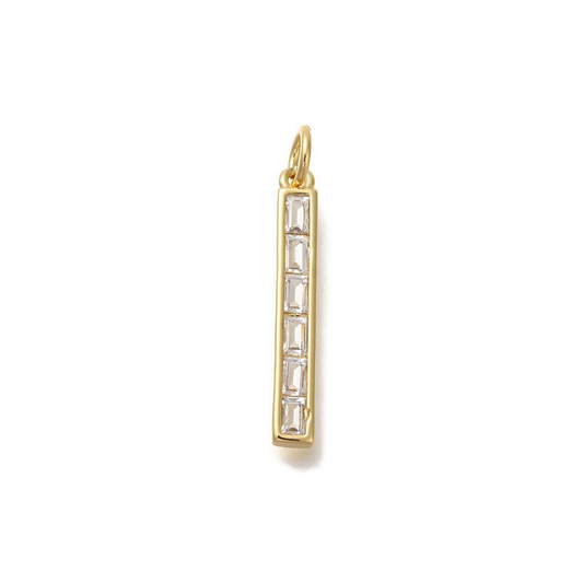 Front view of the Gold Crystal Bar Charm