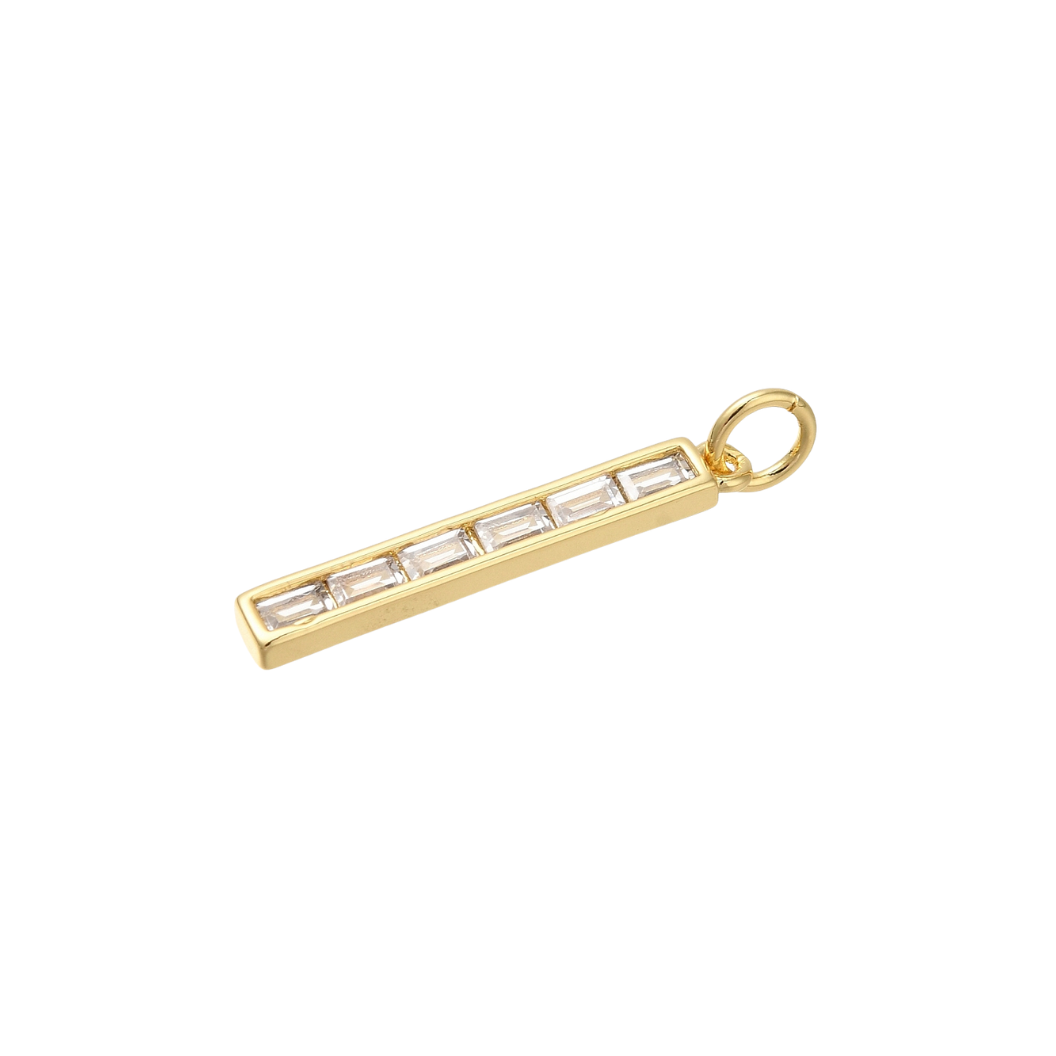Side view of the Gold Crystal Bar Charm