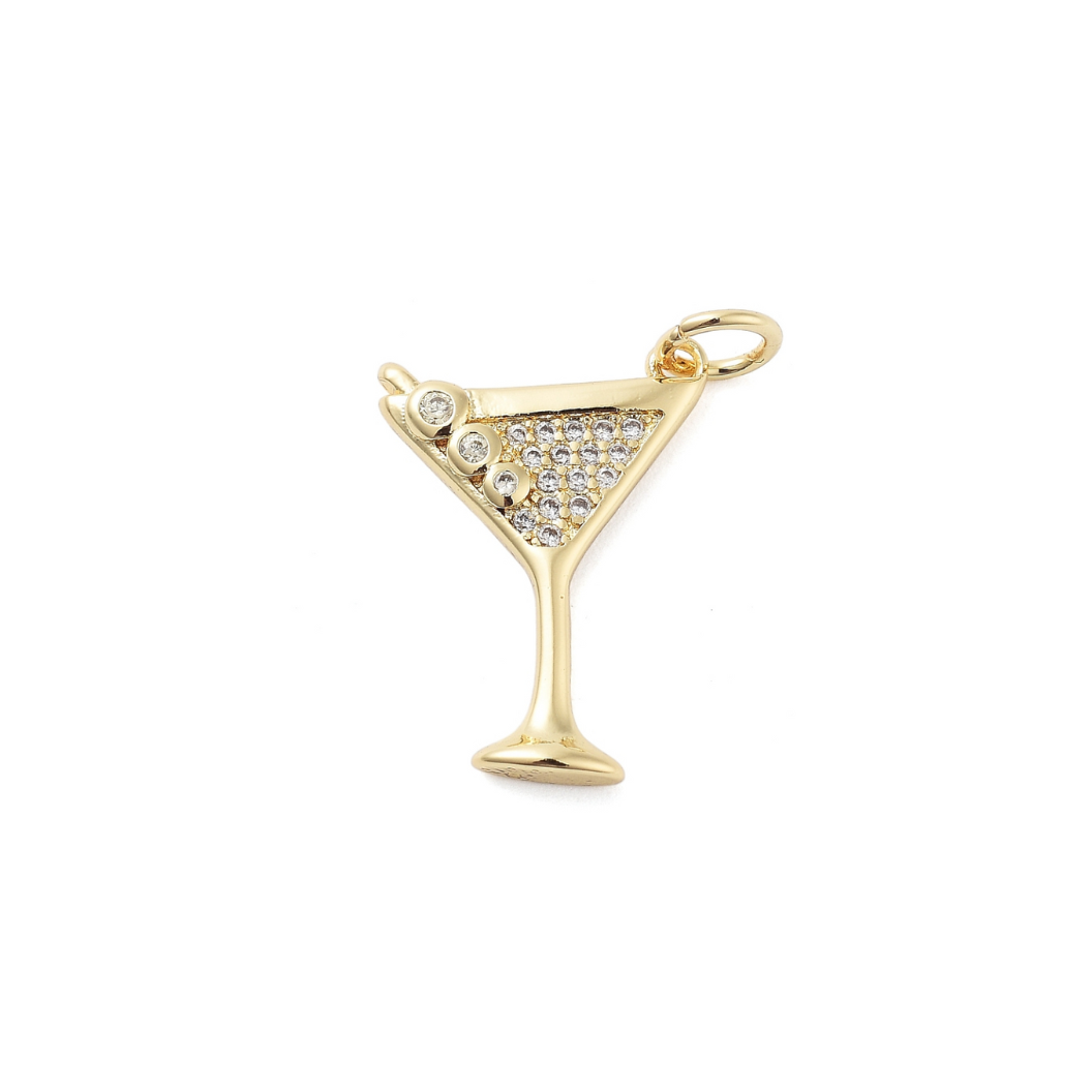 Front view of the Gold Cubic Zirconia Martini Glass
